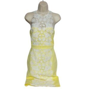 London Dress Company Yellow Floral Sheath Dress Size 2